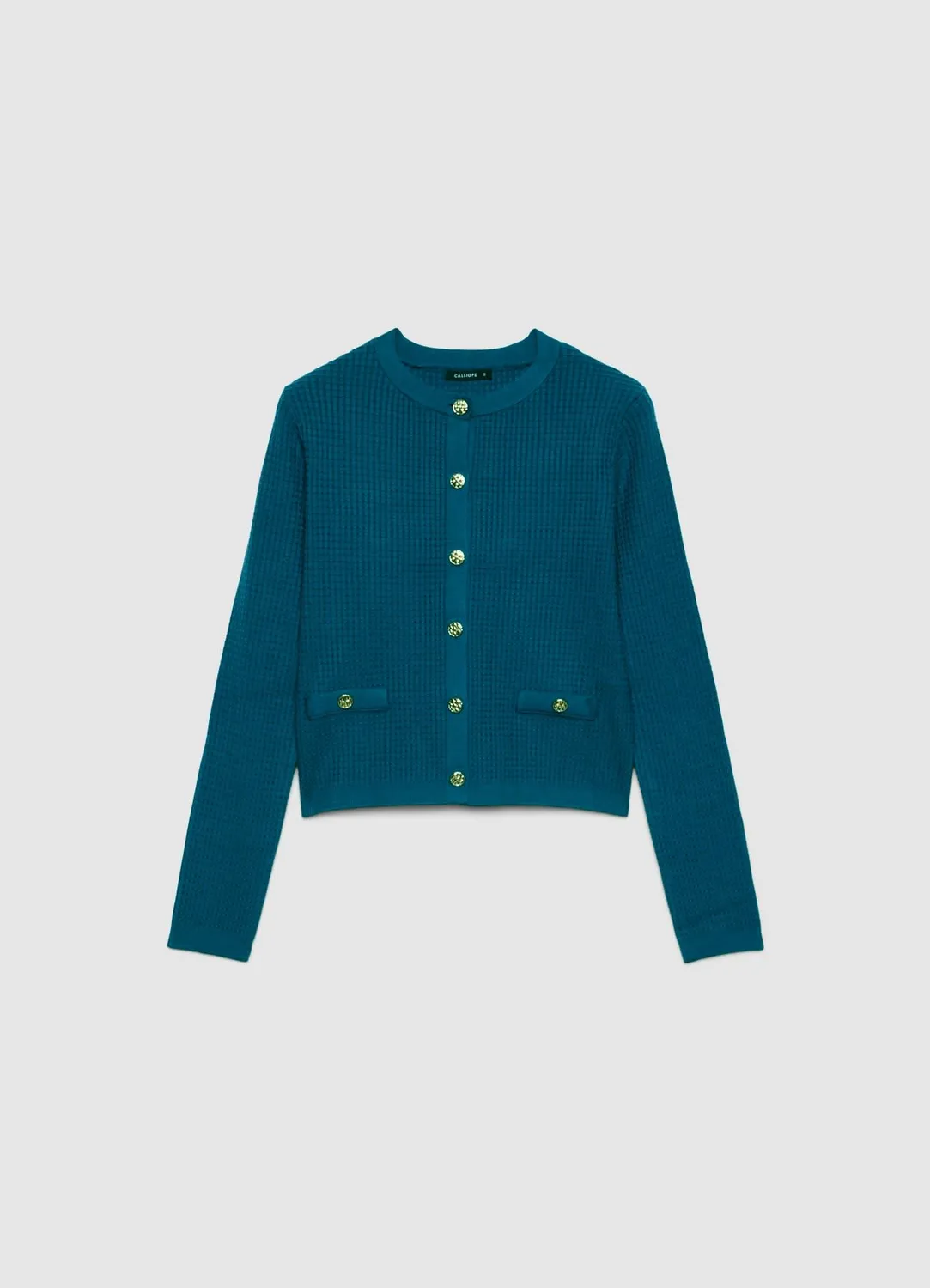 Calliope cardigan nid d'abeille femme boutons bijou