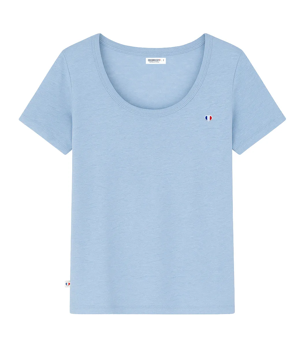 Cocorico Iconique t-shirt femme ciel lin 100%