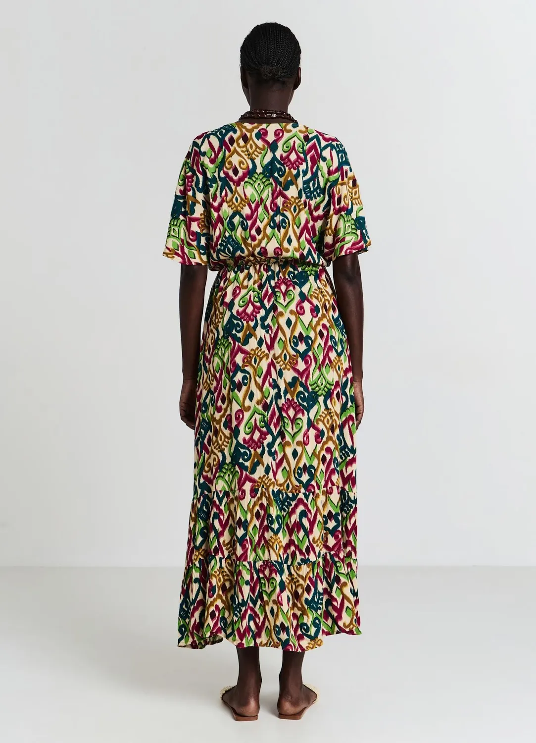Calliope Robe Kimono Longue Femme Volant Imprimé