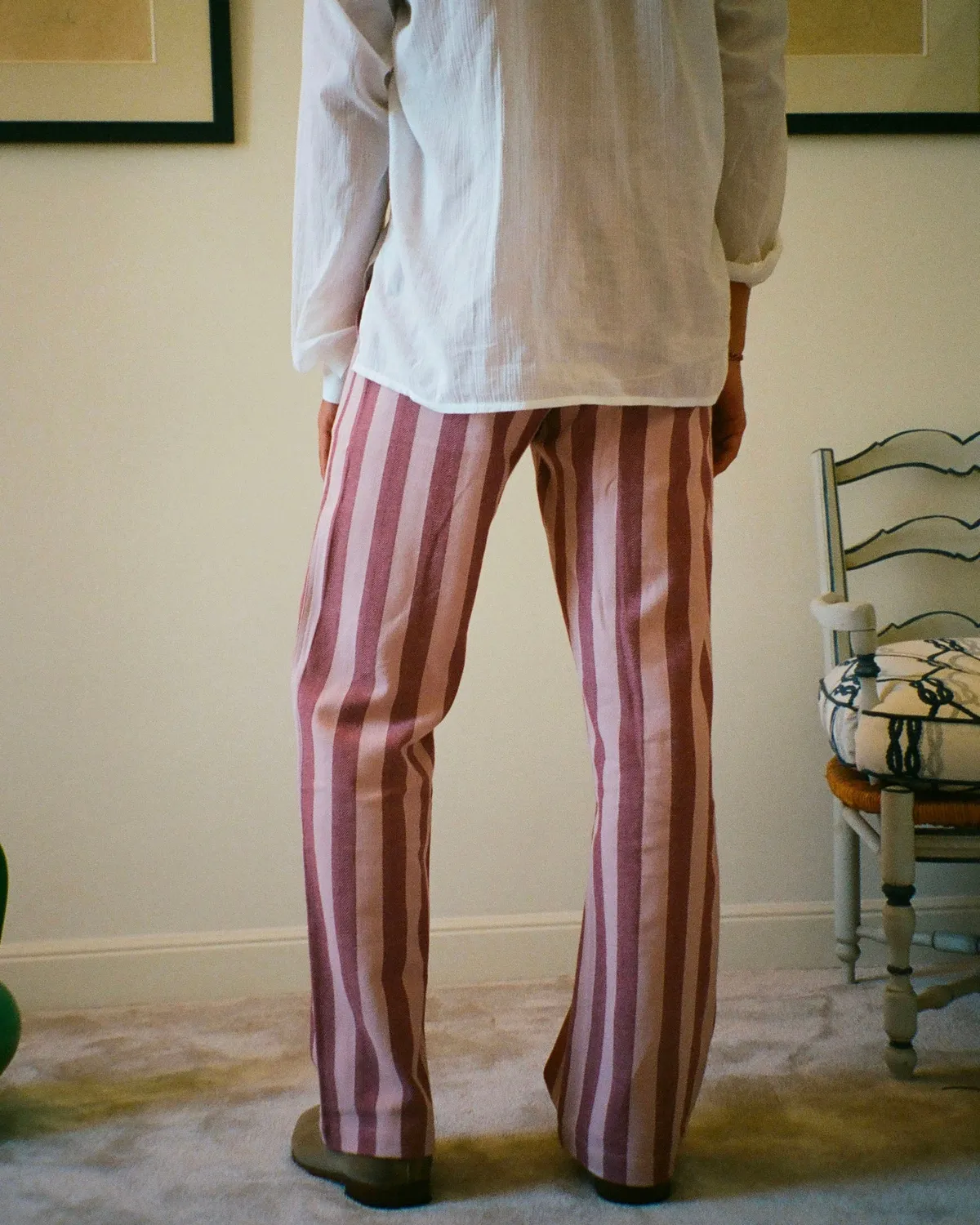 EREVAN Capon Parasol Rose pantalon coupe droite