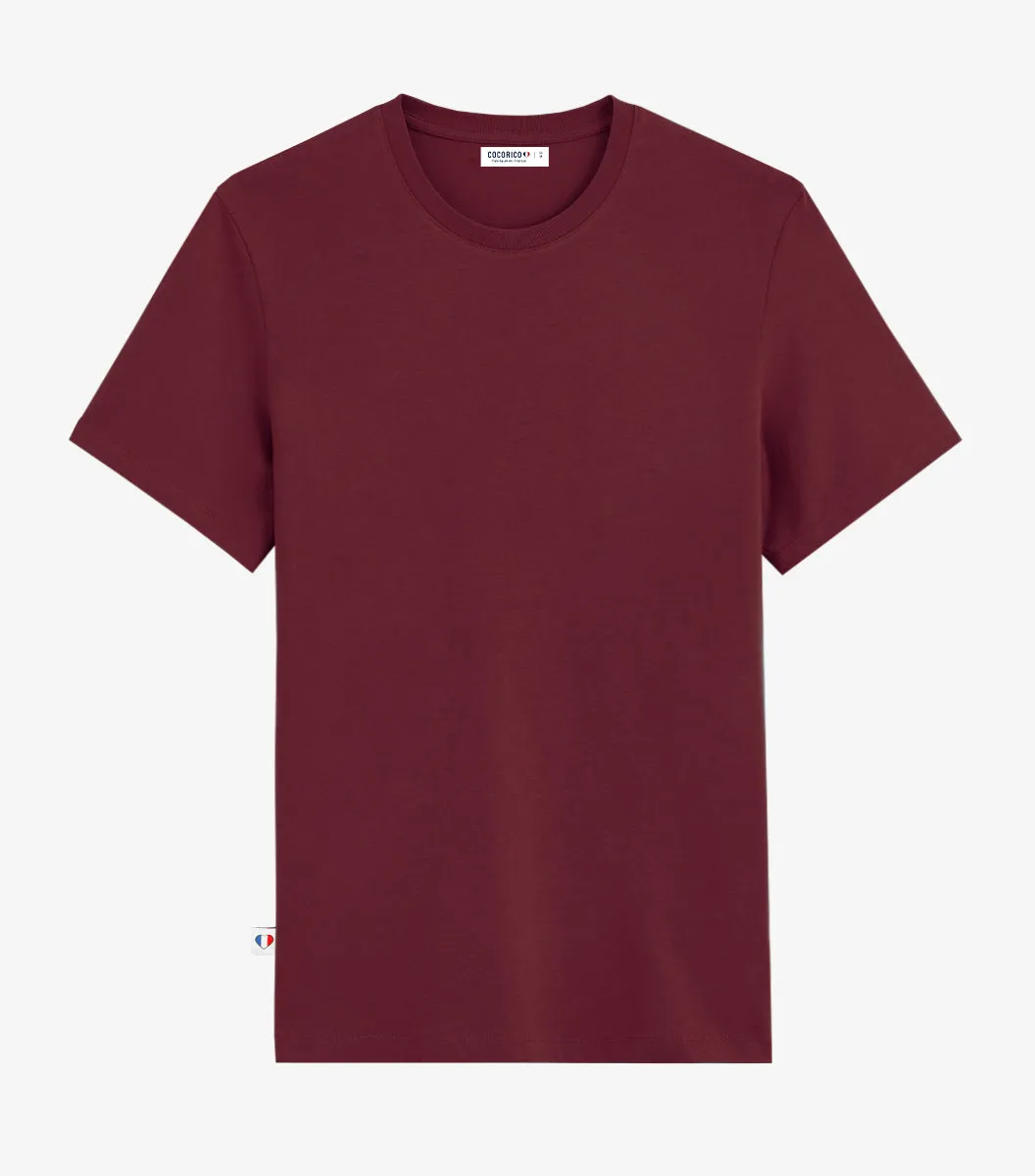 Cocorico Intemporel t-shirt homme bordeaux coton