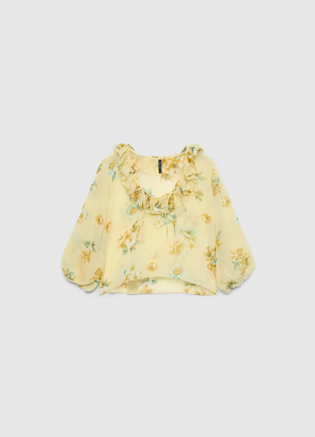 Calliope blouse florale femme volants laçets