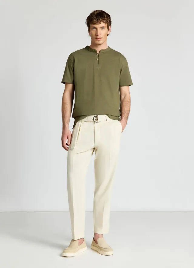 Calliope t-shirt homme col tunisien micro-rayé