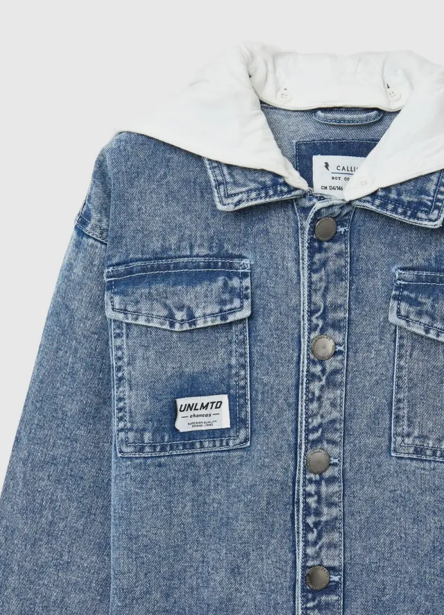 Calliope Shacket Denim Capuche Surchemise Garçon Uni