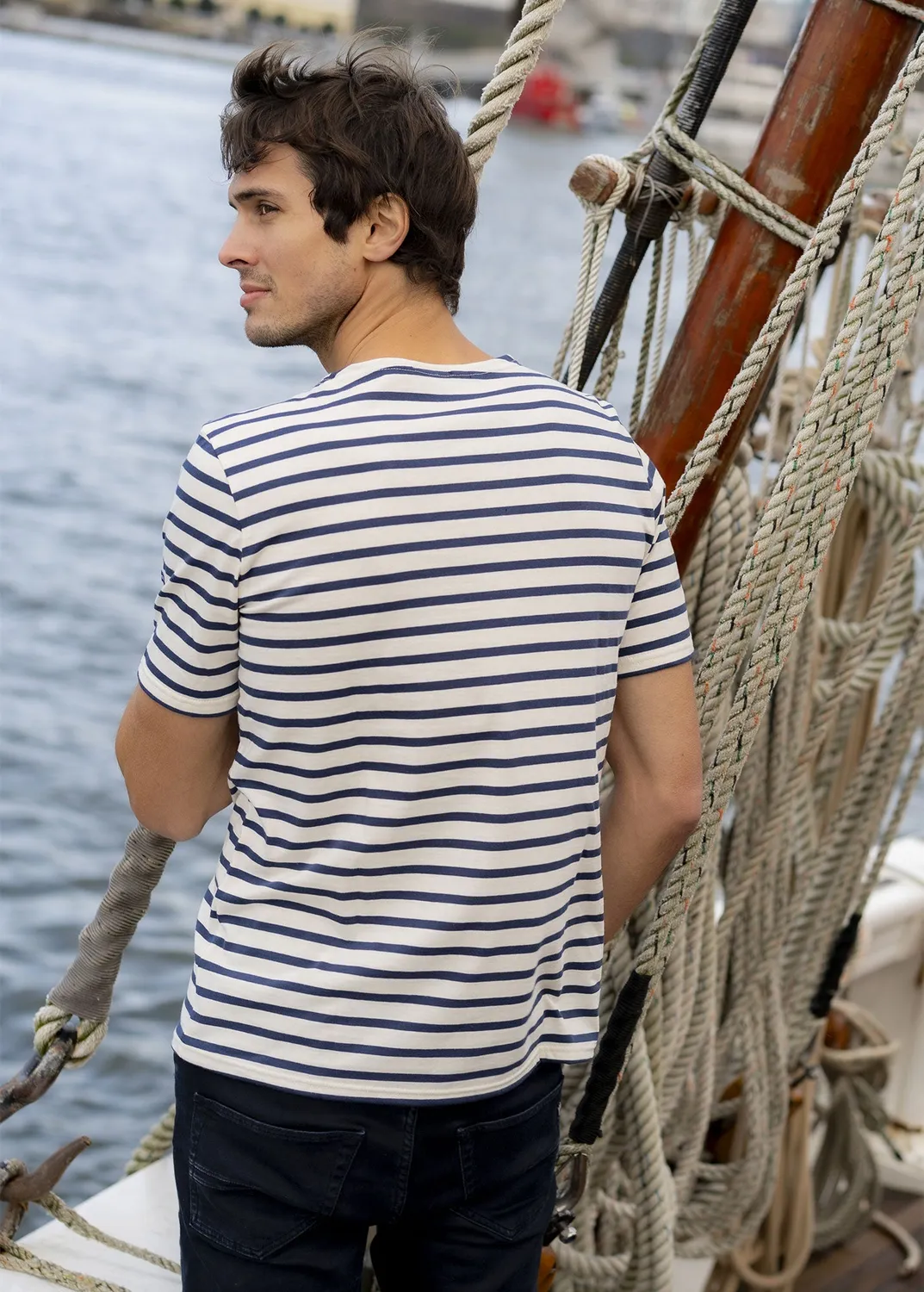 Saint James Narval marinière ecru navy coton