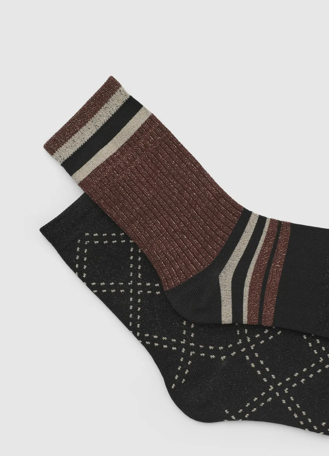Calliope chaussettes femme lot 2 paires losanges rayures