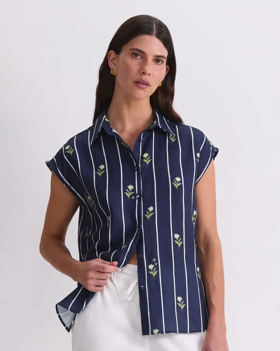 Sportscraft Hampton Stripe chemisier lin rayé femme