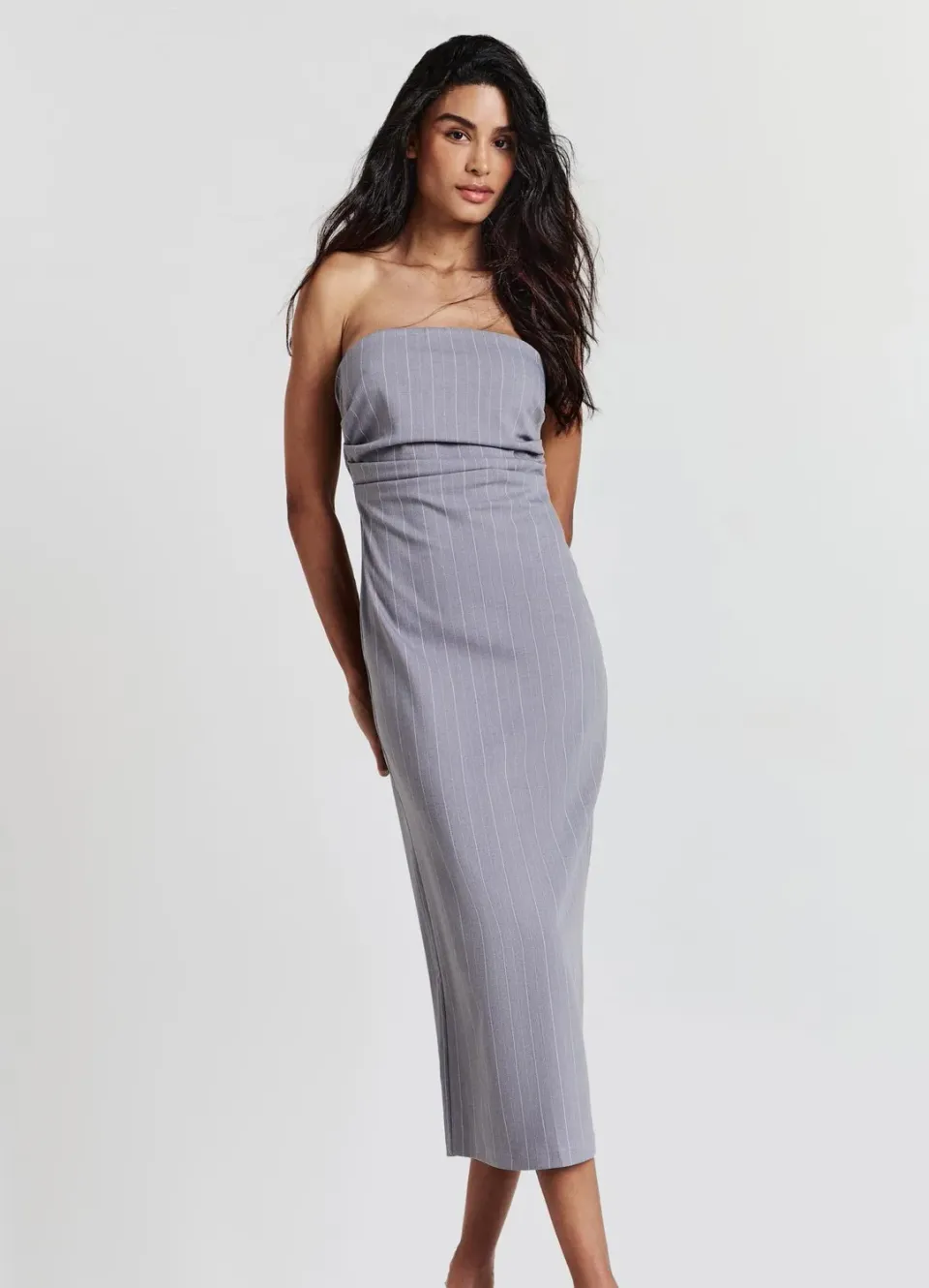Calliope robe bustier à rayures fente dos zippé
