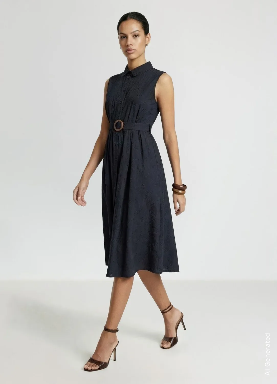Calliope Chemisier robe femme sangallo ceinture midi