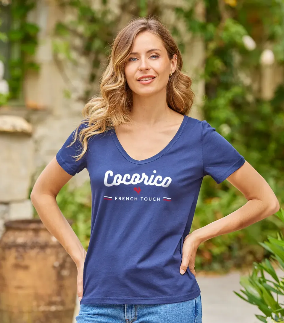Cocorico Marine French Touch t-shirt femme col V