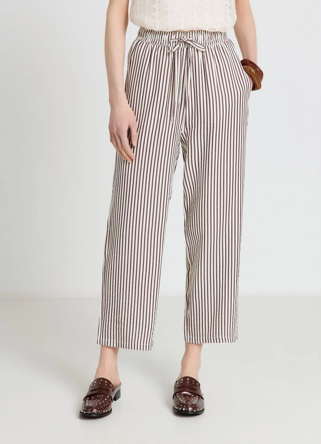 Calliope Jogger à rayures pantalon femme taille haute