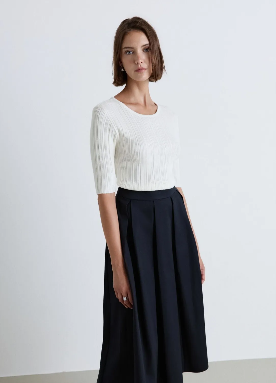 Calliope t-shirt femme côtelé manches coudes