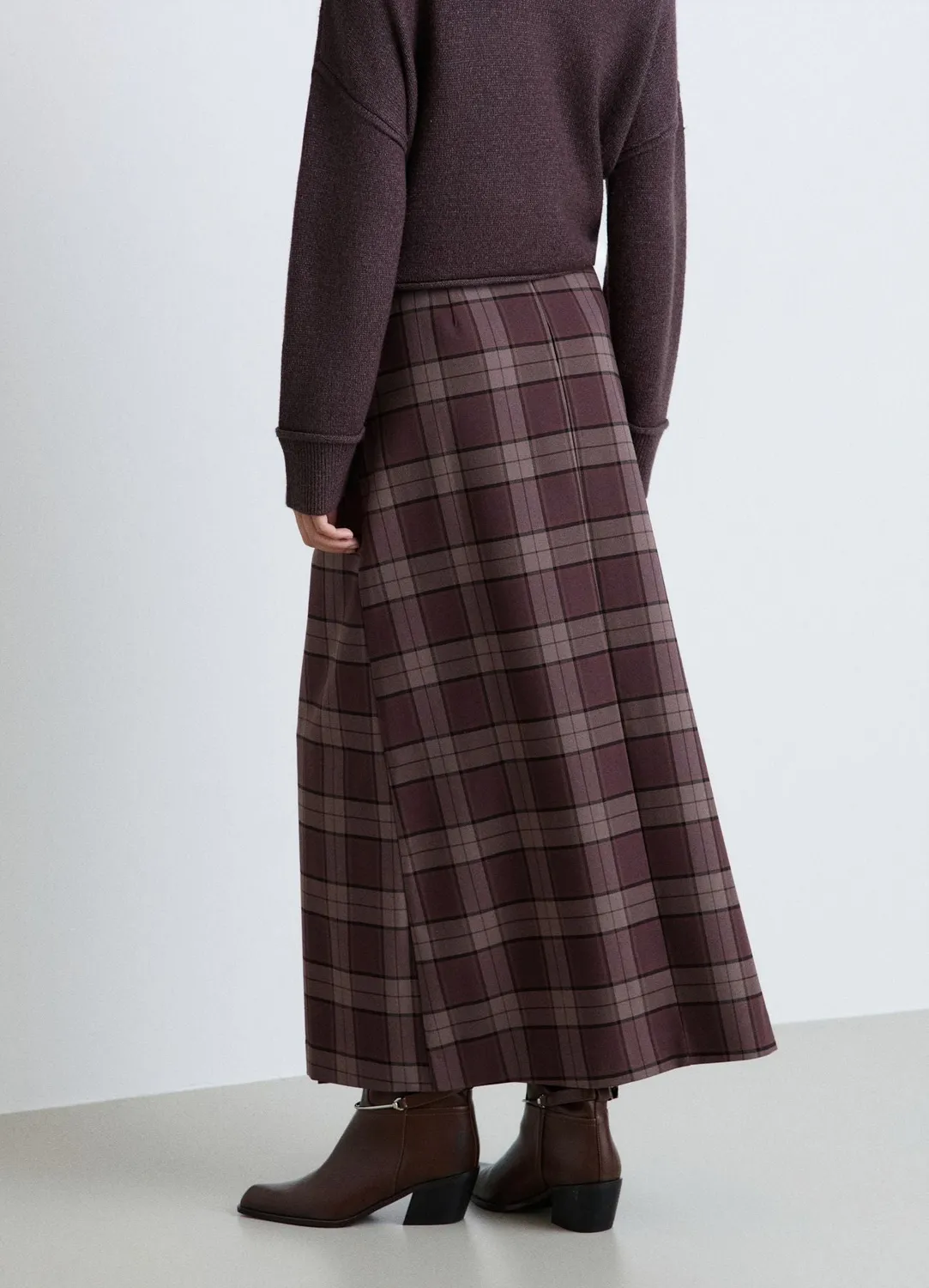 Calliope jupe midi carreaux femme boucle œillets