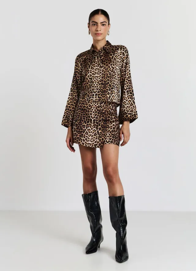 Calliope chemise satinée femme kimono animalier