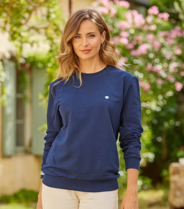 Cocorico Iconique sweat femme marine coton peigné