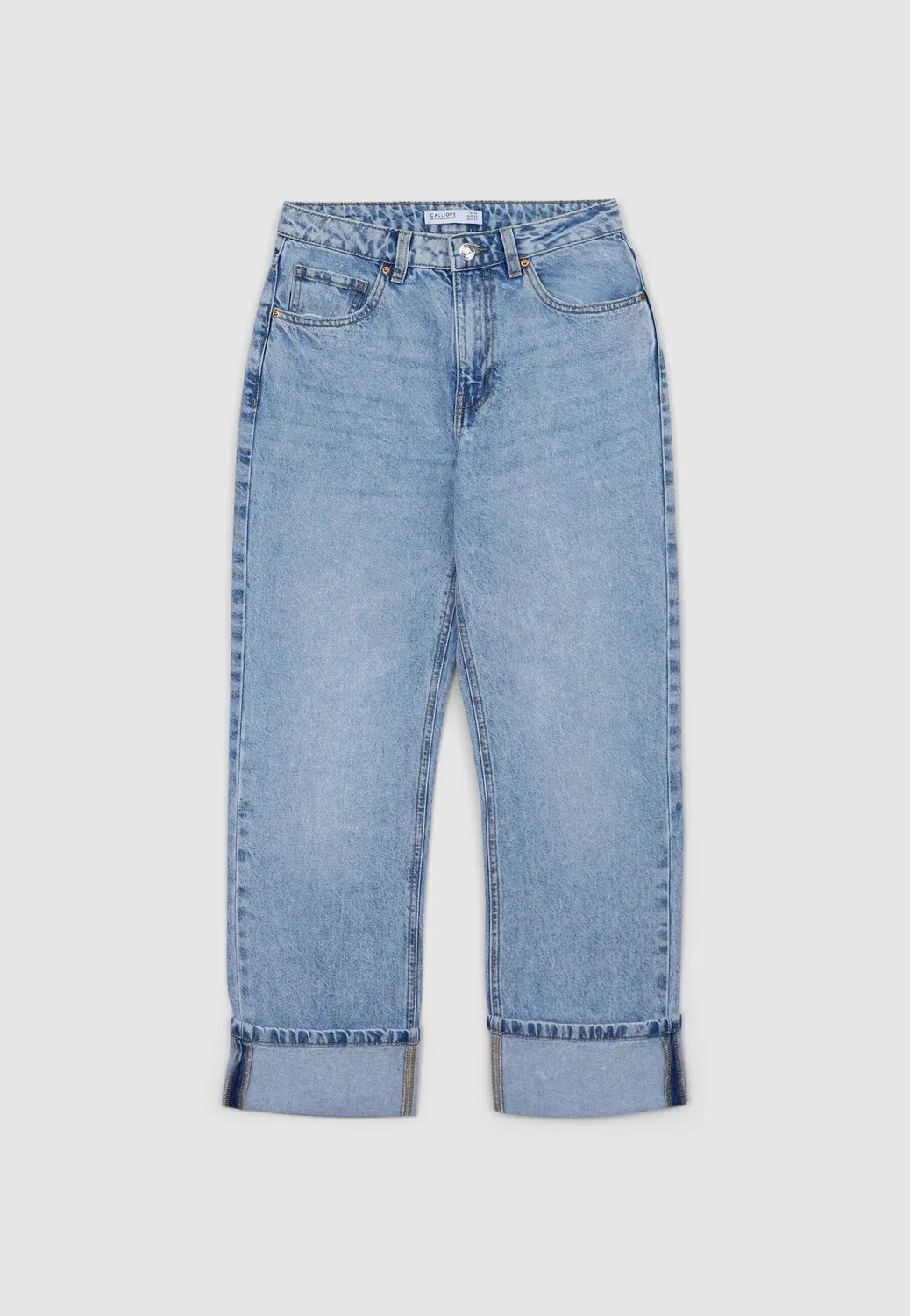 Calliope jean straight femme à revers coupe regular