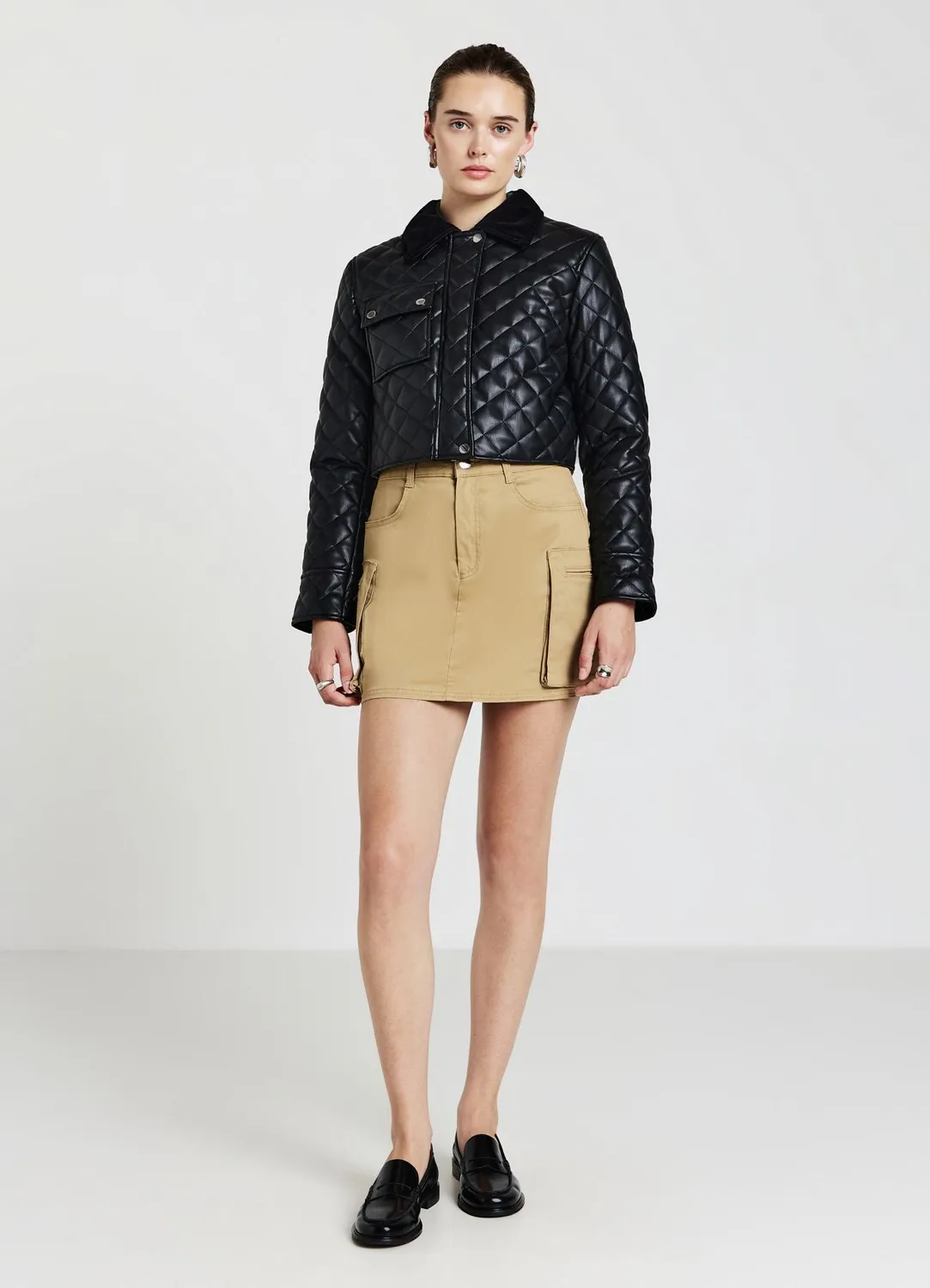 Calliope Veste Matelassée Simili-Cuir Veste Femme Urbaine