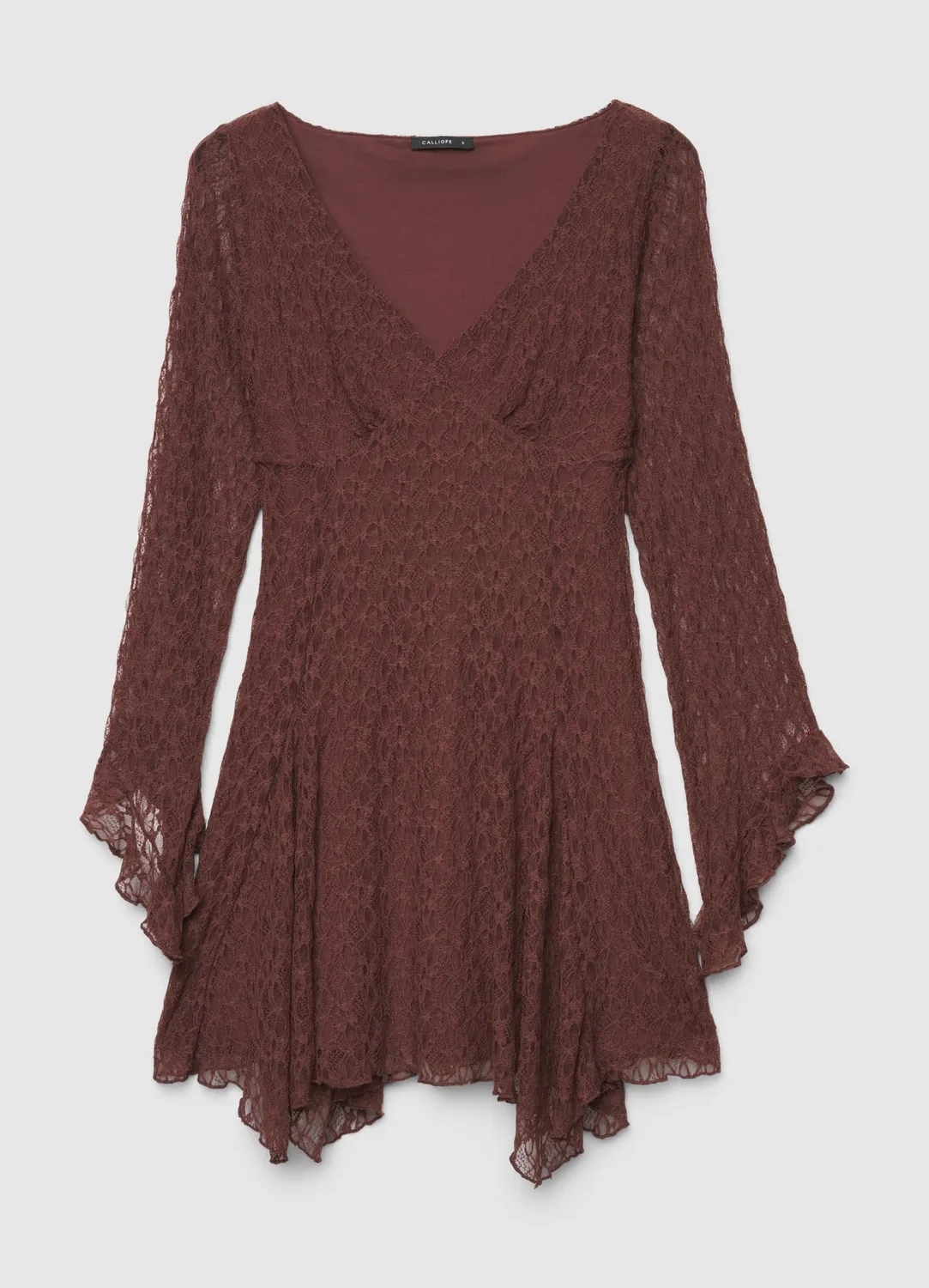 Calliope robe courte dentelle col V fleurs