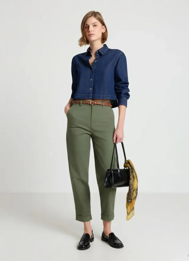Calliope pantalon chino ceinture tressée femme regular