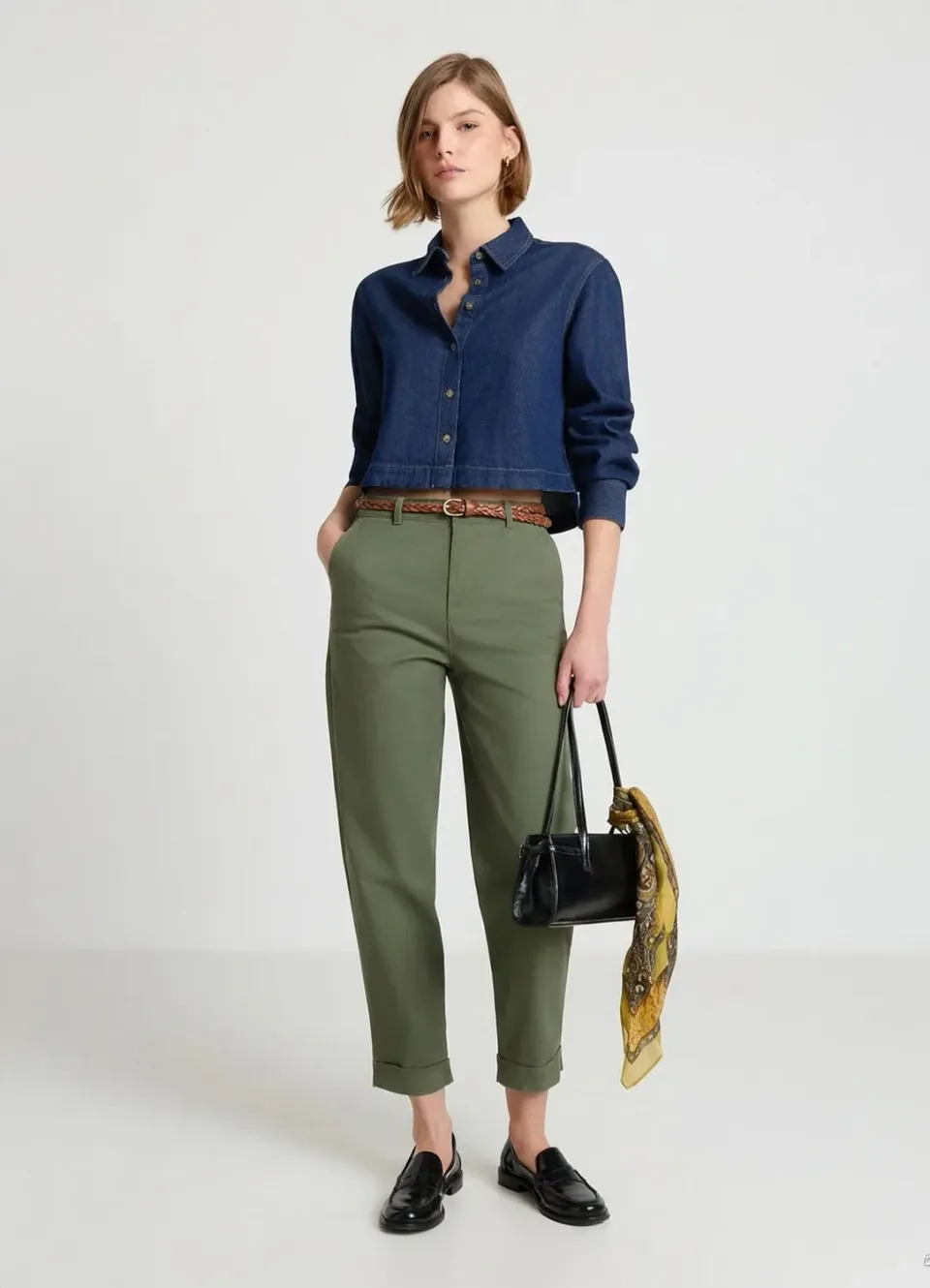 Calliope pantalon chino ceinture tressée femme regular