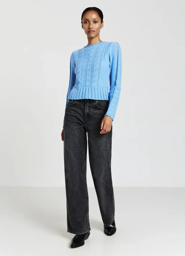 Calliope pull maille volants manches longues femme