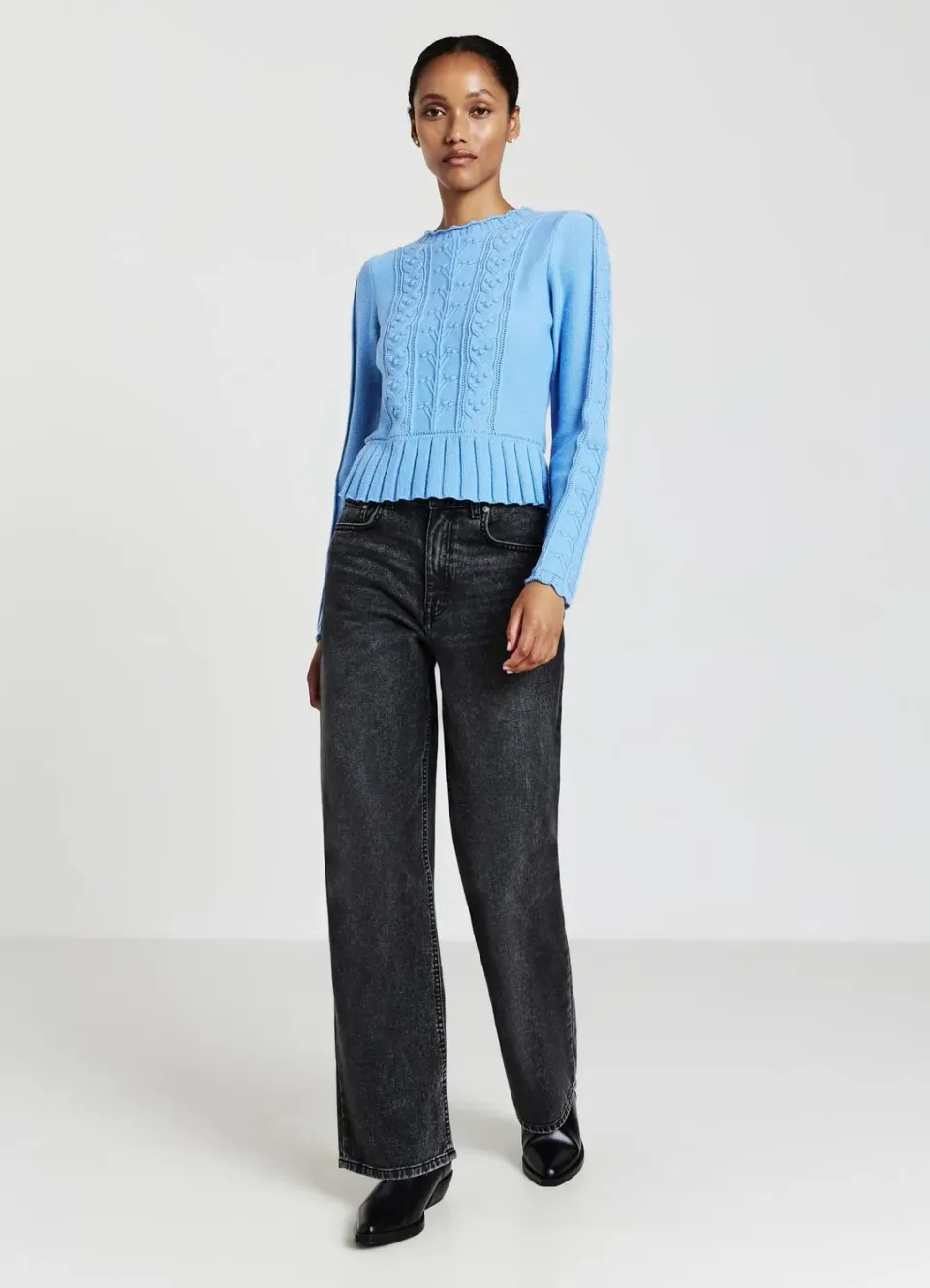 Calliope pull maille volants manches longues femme