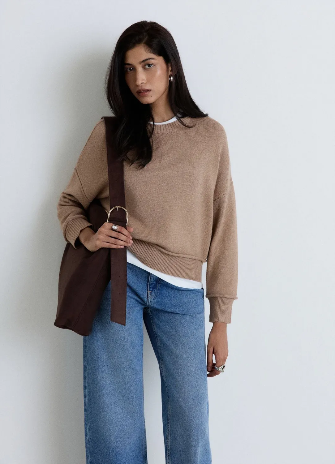 Calliope pull femme col rond uni bord franc