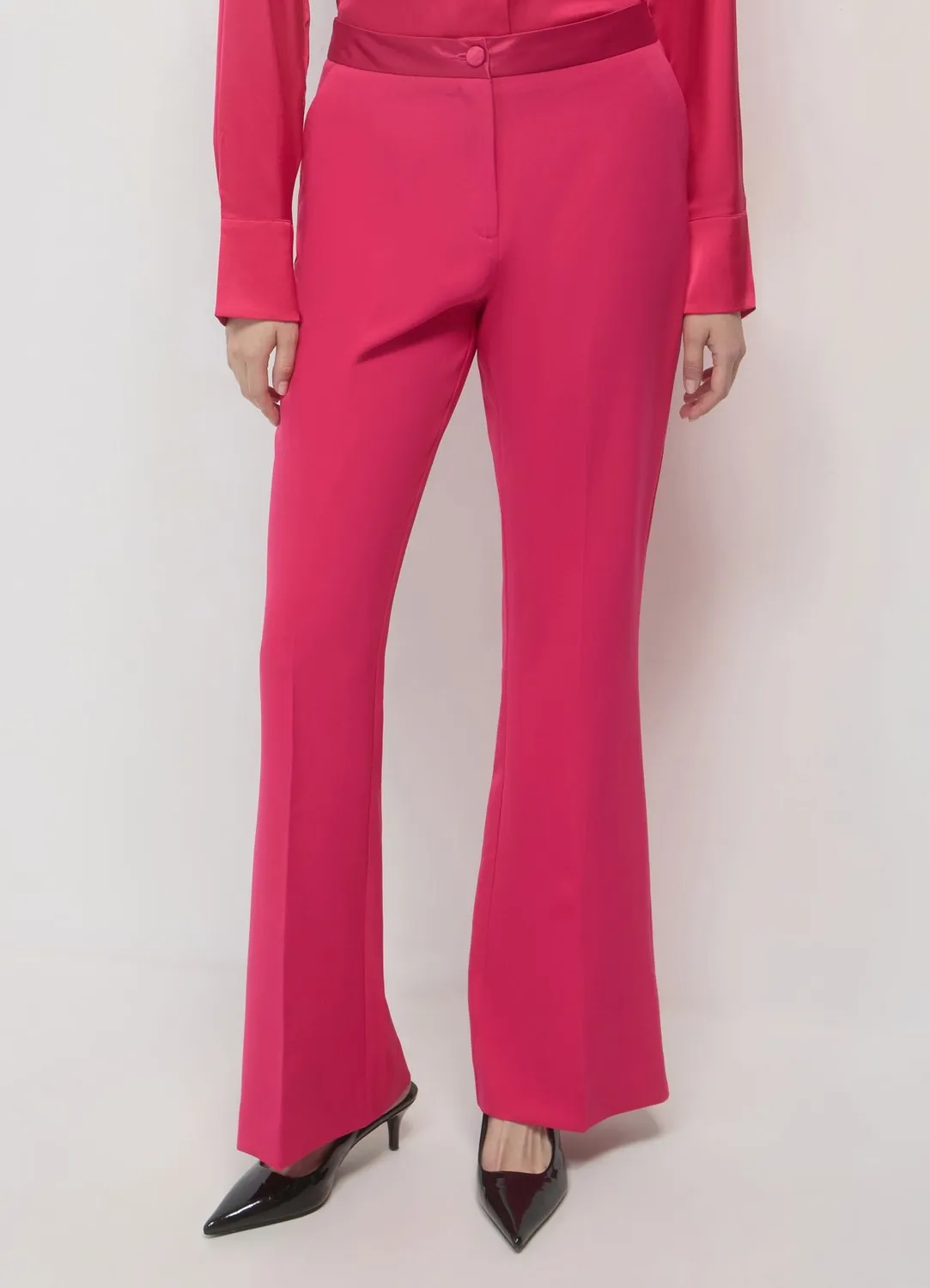 Calliope pantalon évasé femme effet satin