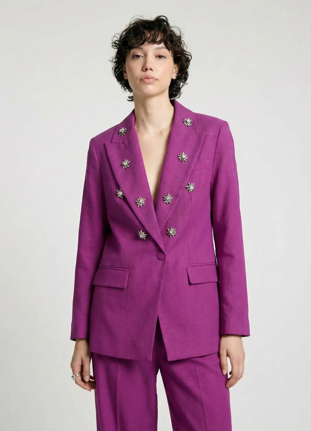 Calliope veste tailleur strass un bouton
