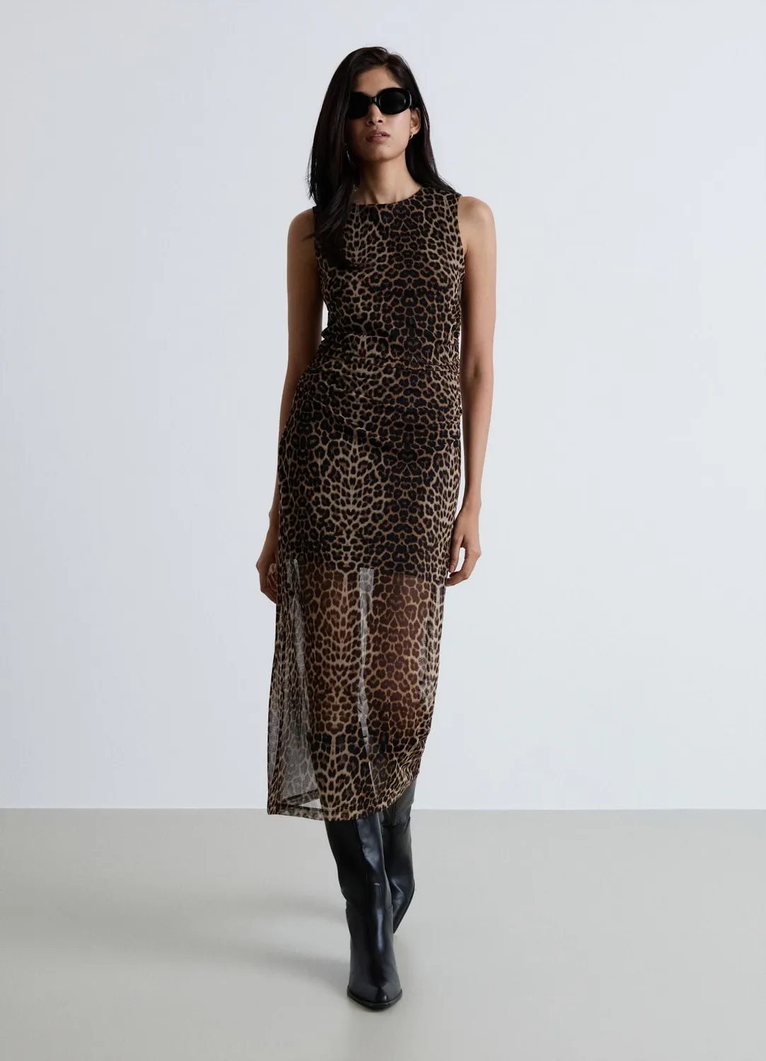 Calliope Robe longue femme animalier sans manches