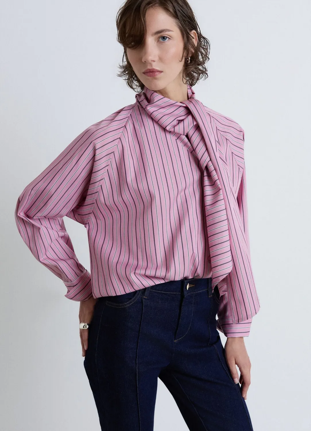Calliope chemise foulard rayée femme coupe droite