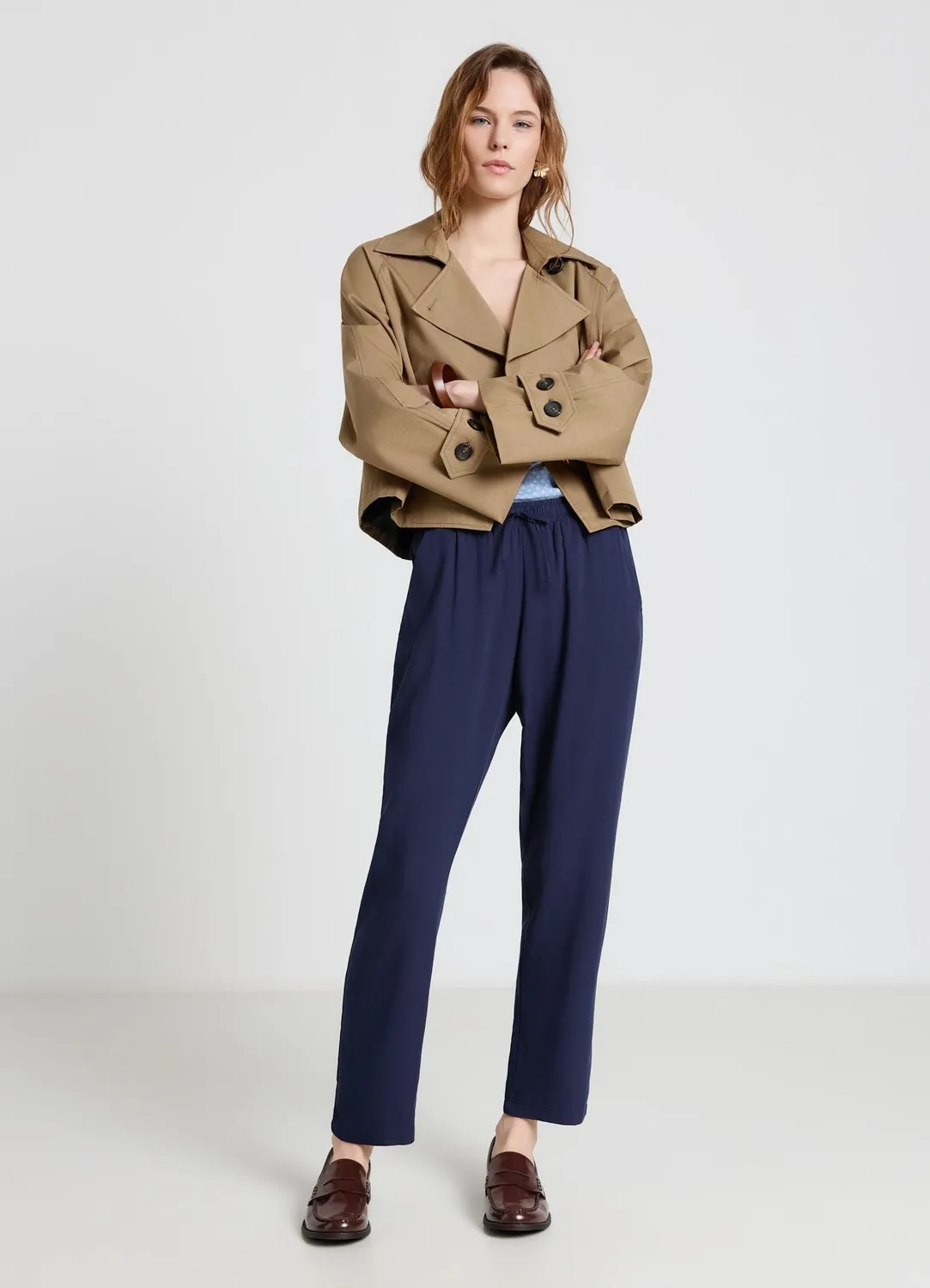 Calliope pantalon fluide femme taille elastique coupe droite