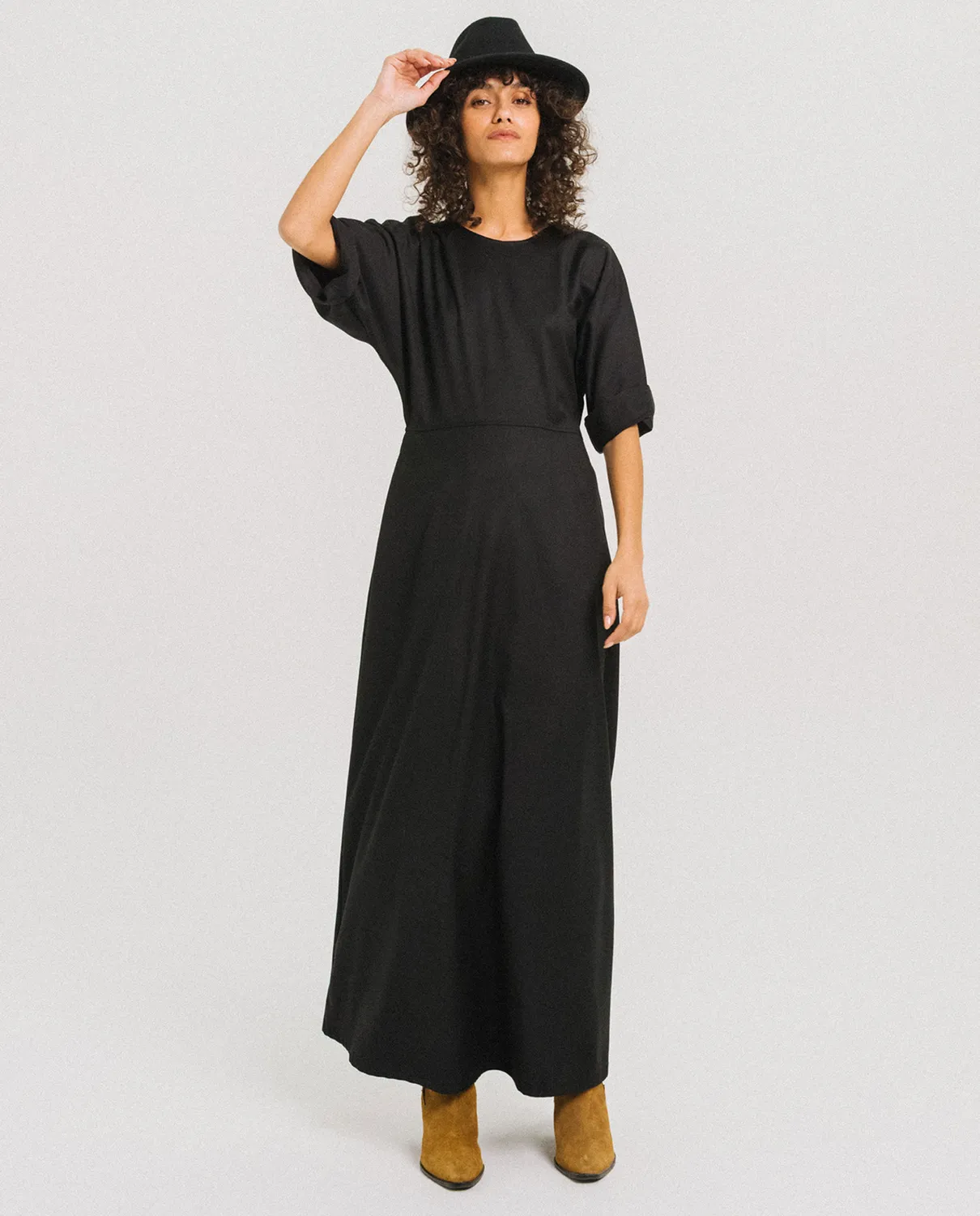 Tinsels Frany robe longue noire gabardine