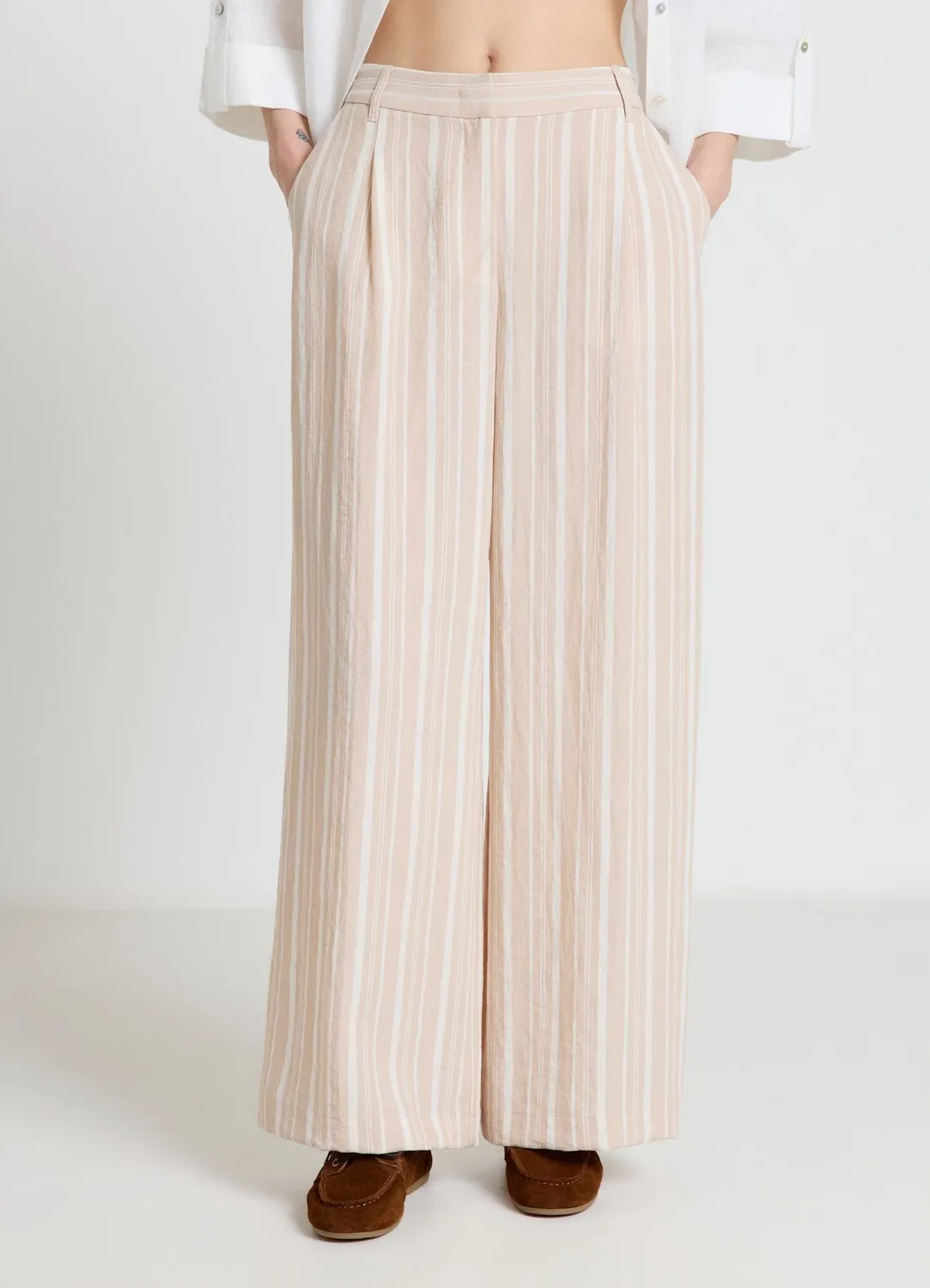 Calliope Palazzo Rayé Pantalon Large Rayures Taille Haute