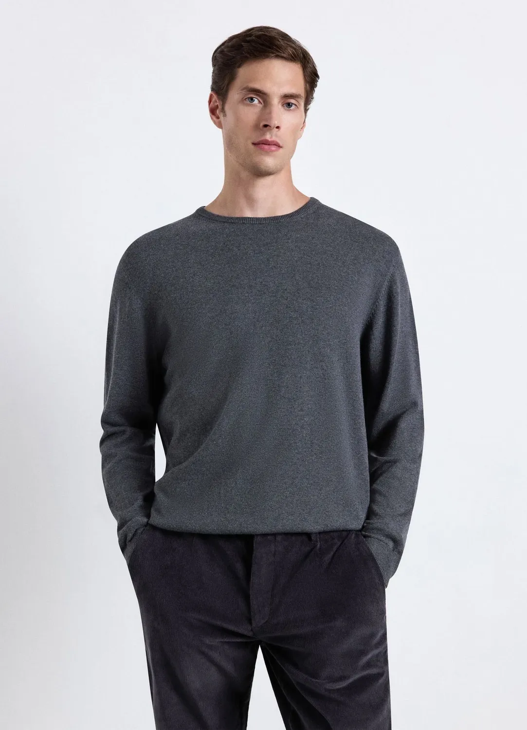 Calliope pull homme col rond uni manches longues