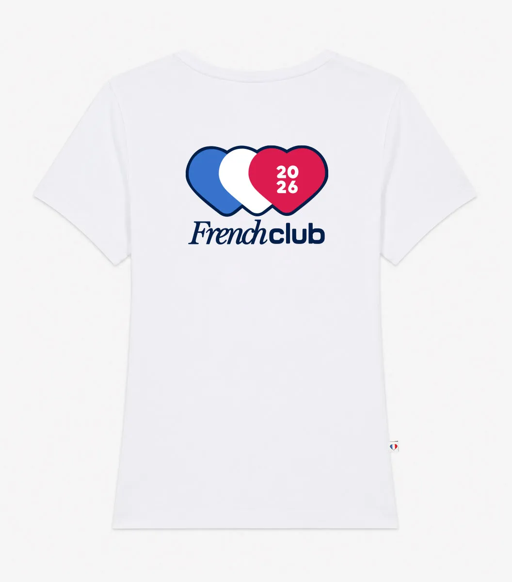 Cocorico Collectif Blanc t-shirt col V femme coton
