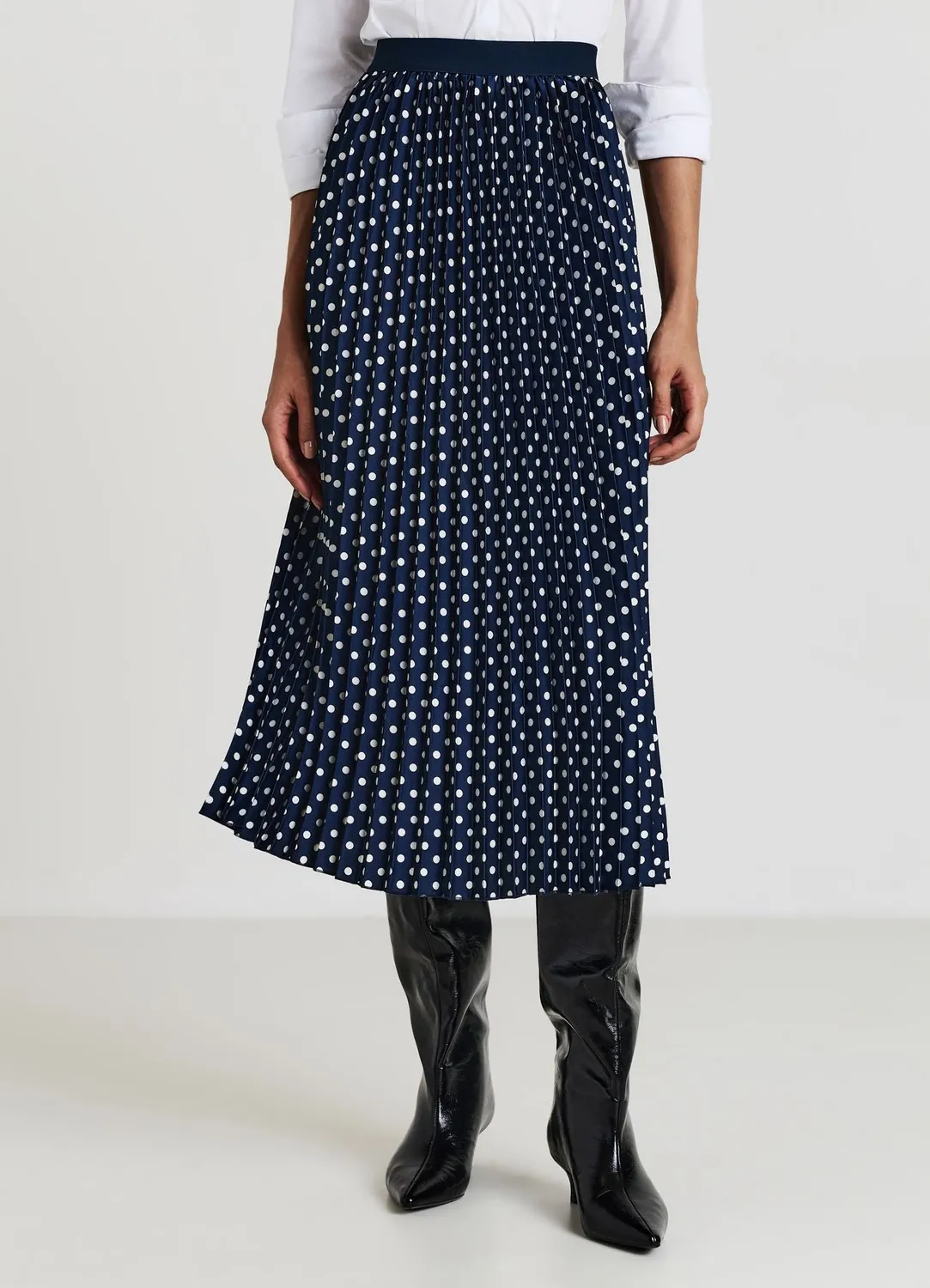 Calliope jupe plissée femme midi à pois élastique