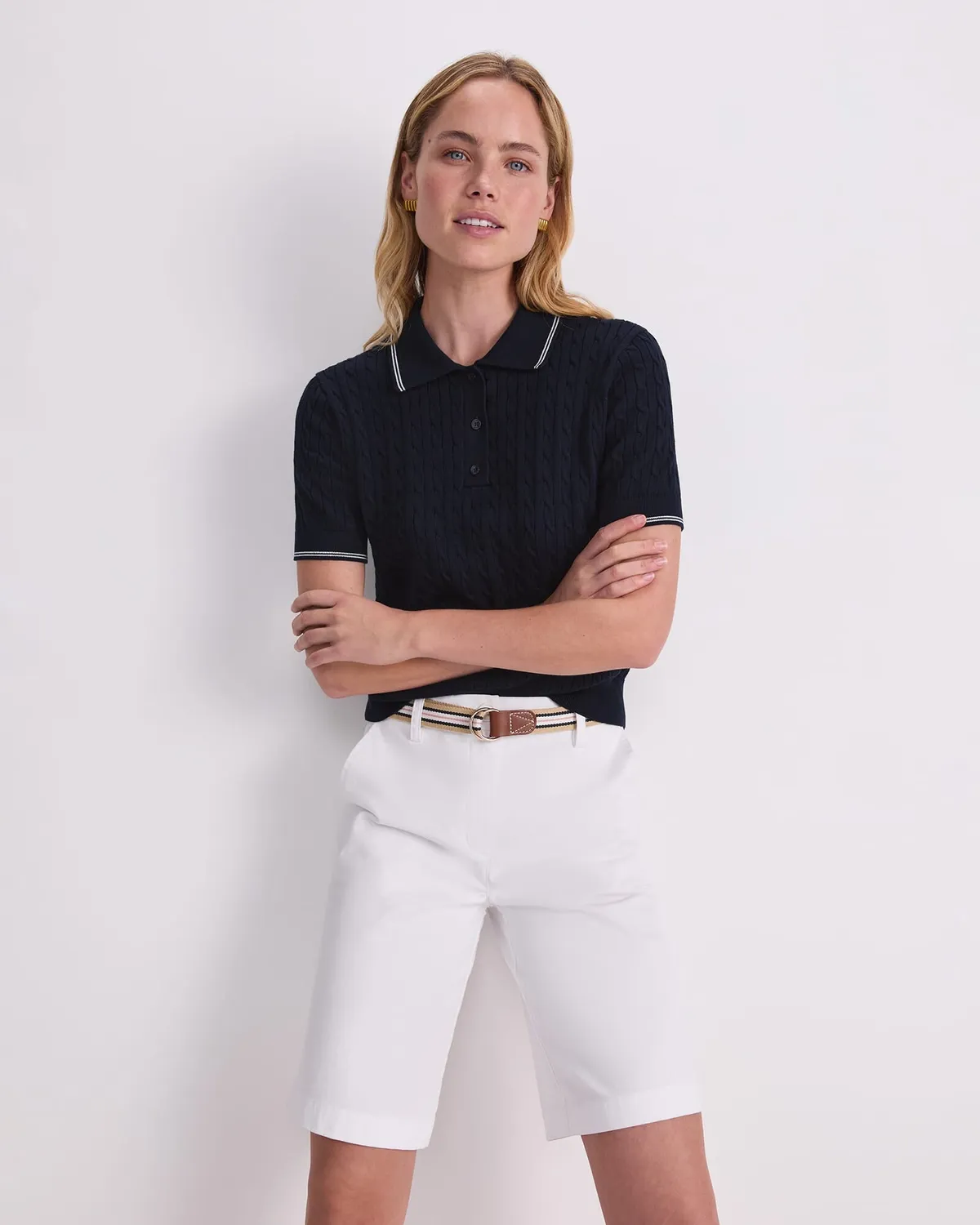Sportscraft Chiffon Cable polo femme coton