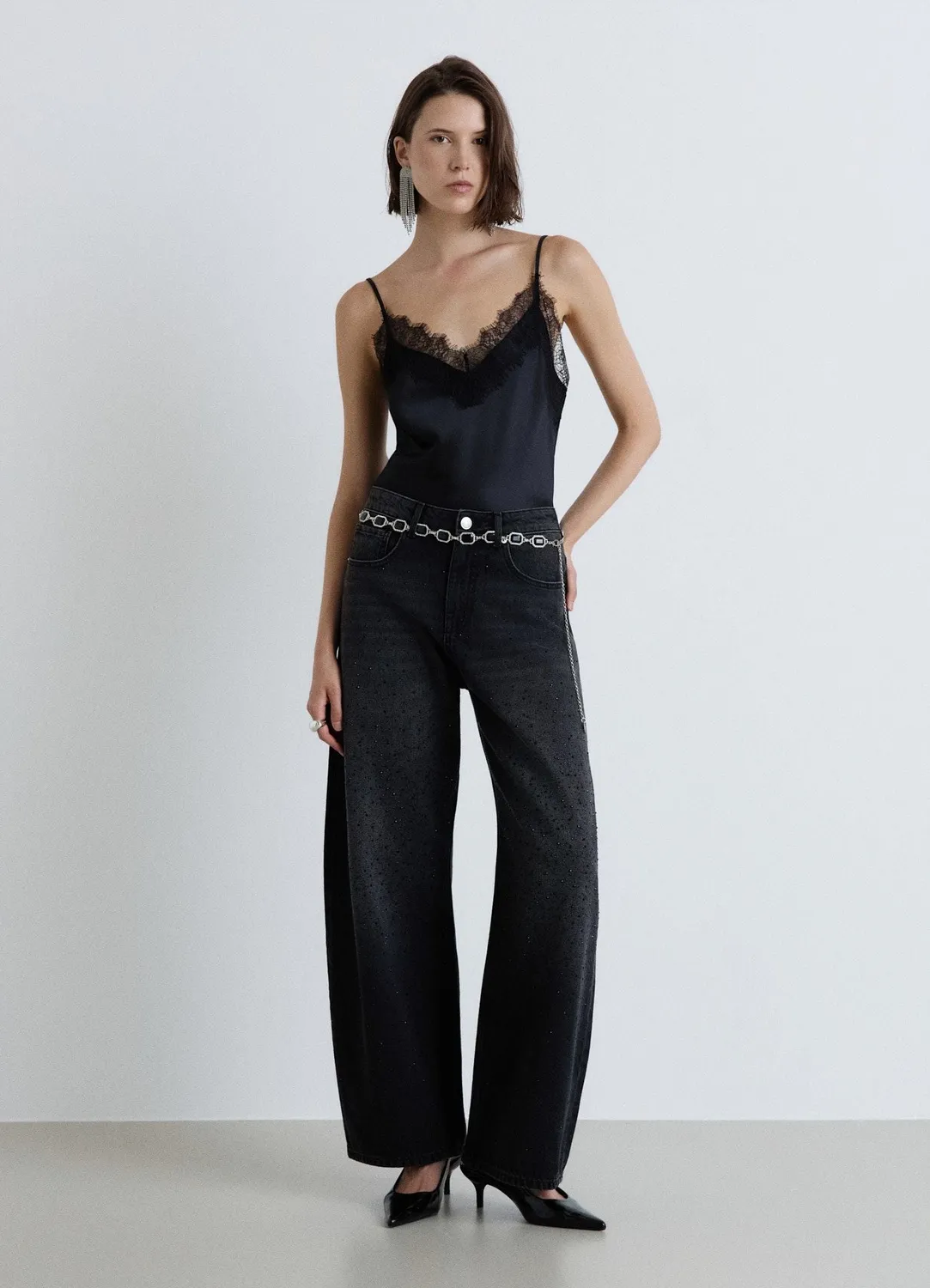 Calliope jean balloon femme applications taille haute