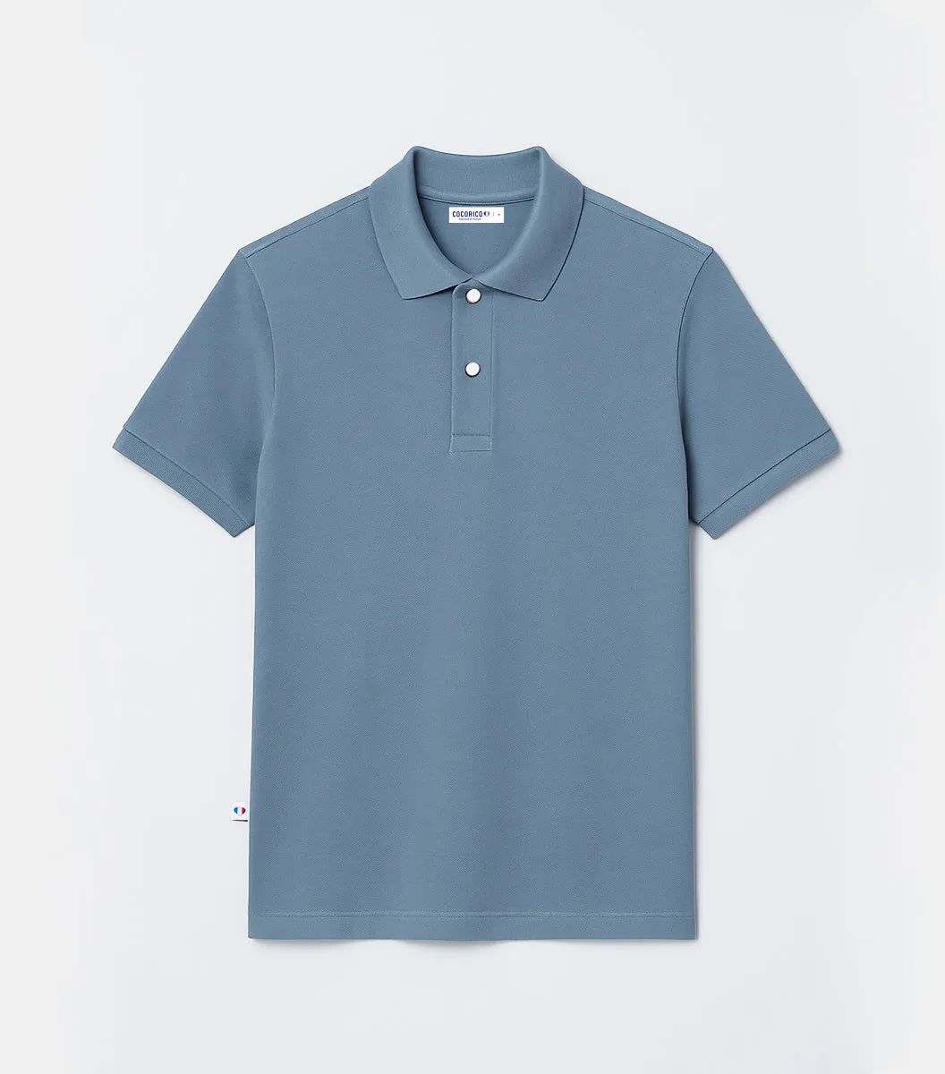 Cocorico Intemporel polo homme azur coton piqué