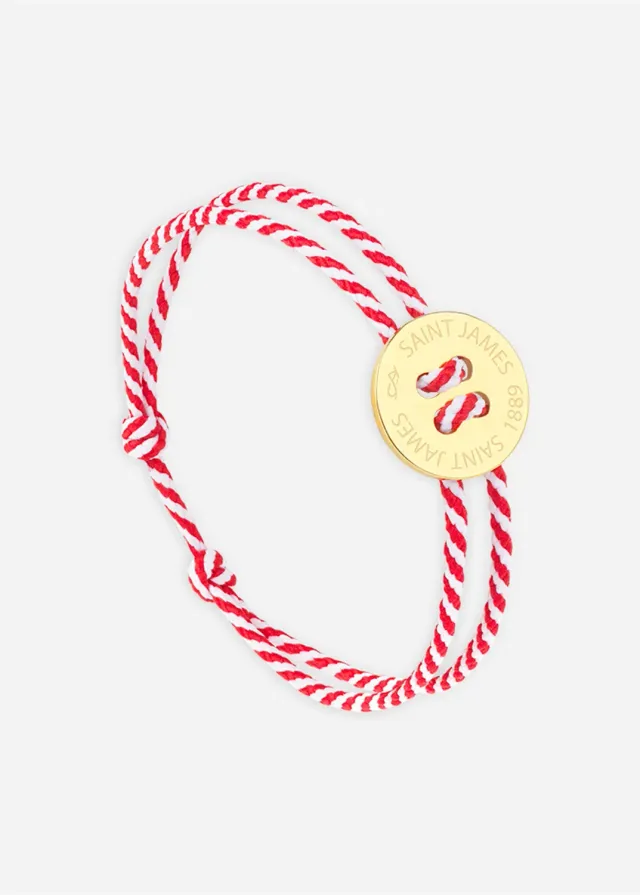 Saint James x Le Vent Bracelet Bouton Or Blanc Rouge