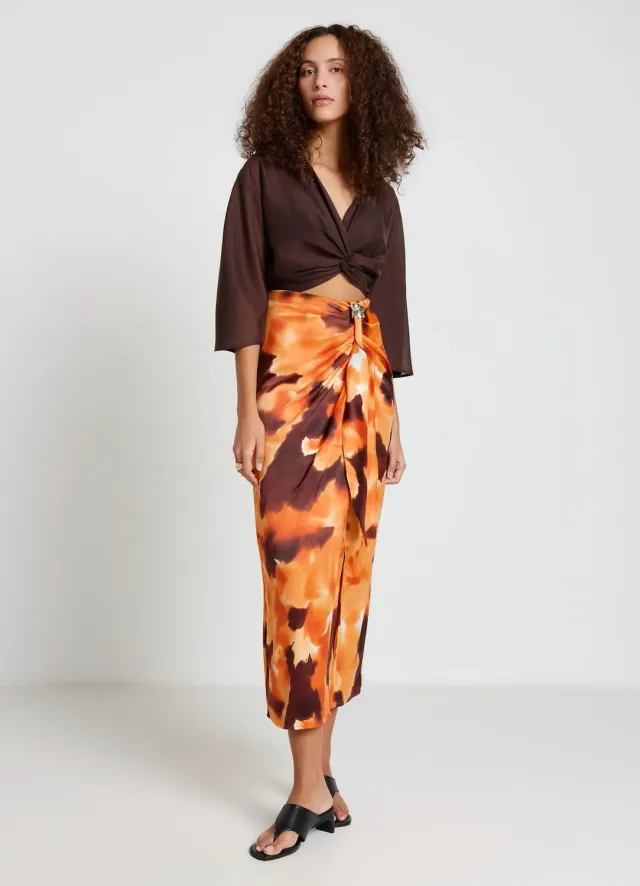 Calliope jupe longue femme imprimée fente boucle