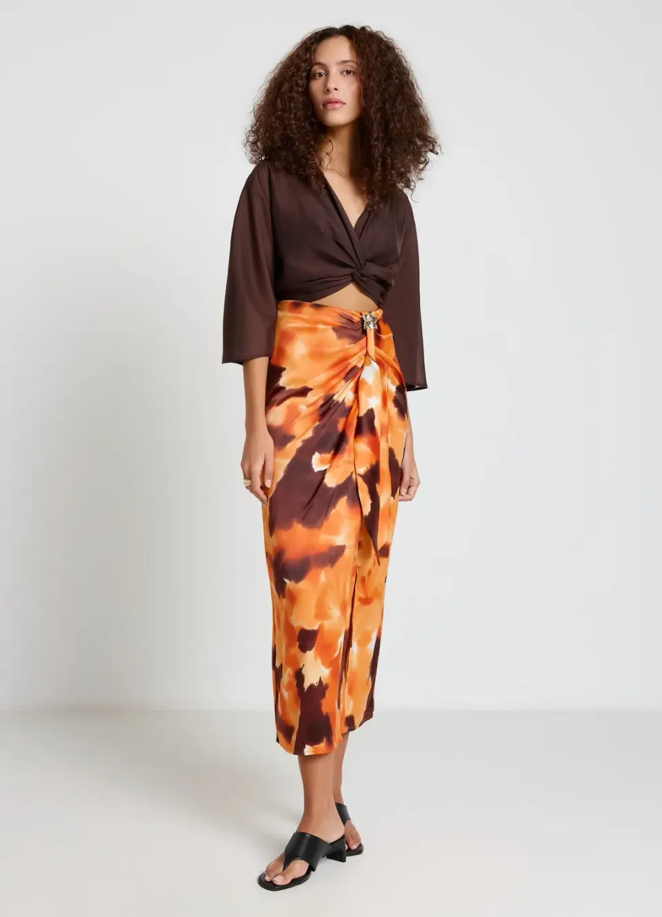 Calliope jupe longue femme imprimée fente boucle