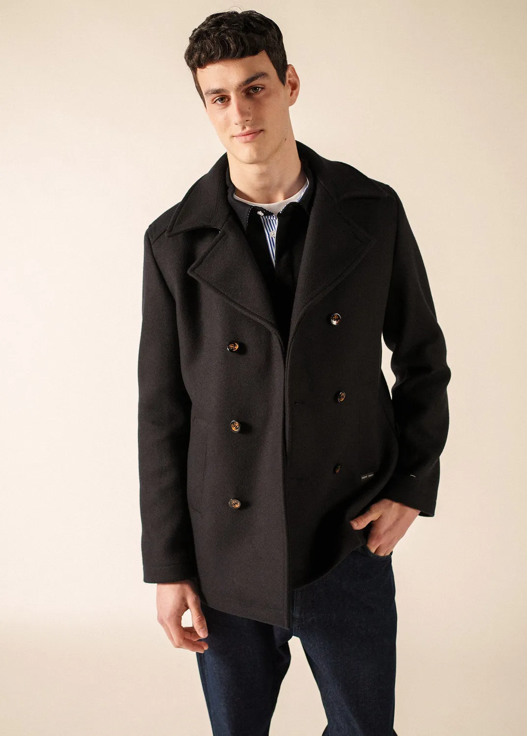 Saint James St Hilaire caban navy drap de laine