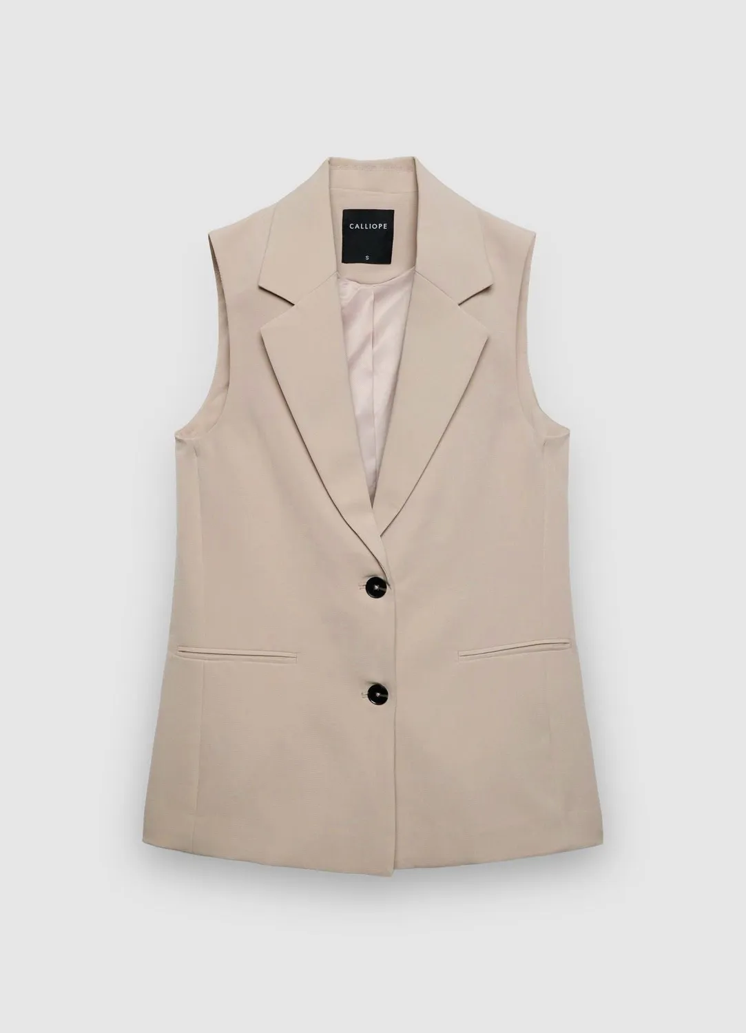 Calliope gilet long femme uni 2 boutons