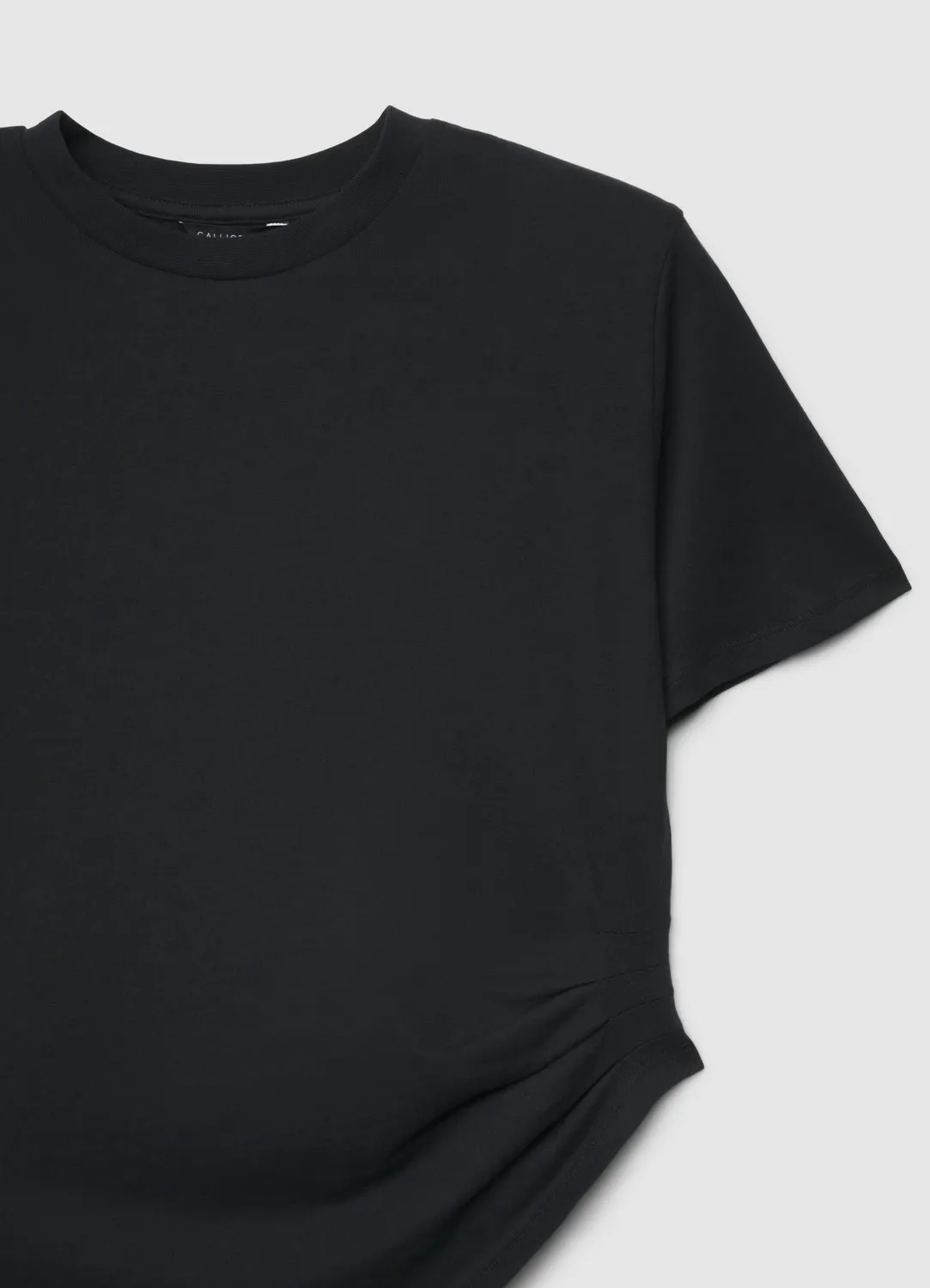 Calliope t-shirt froncé asymétrique femme col rond uni