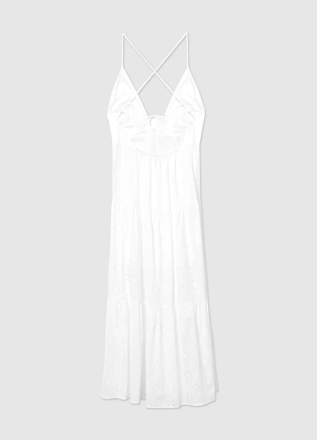 Calliope robe sangallo femme volants bretelles longue