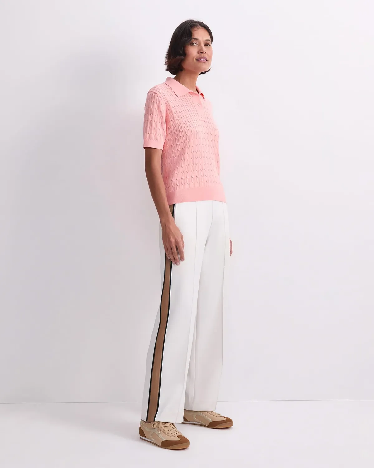 Sportscraft Chiffon Cable polo coton femme maille torsadée