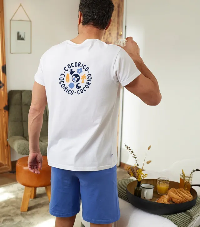 Cocorico Voyage Blanc t-shirt pyjama homme coton