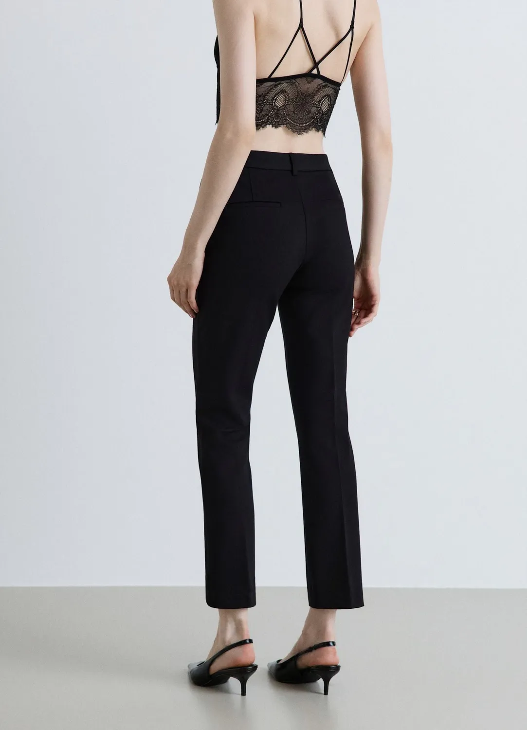 Calliope pantalon cigarette uni pantalon femme pli central